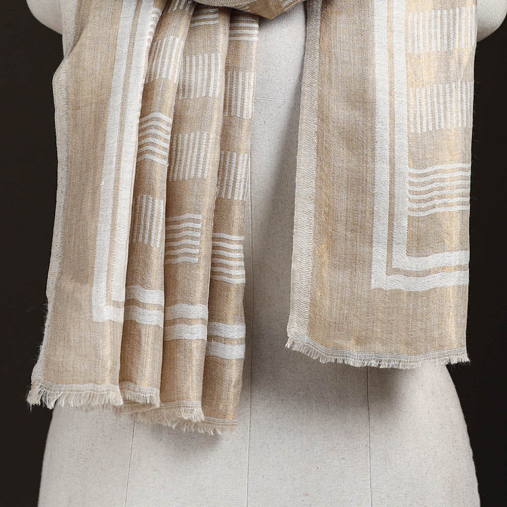 Plain Zari Weave Fine Wool Stole for Women 49