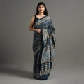  Pipad Hand Block Printed Cotton Natural Dyed Saree 