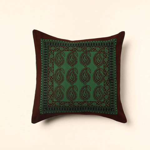 Green - Bagh Block Printed Cotton Cushion Cover (16 x 16 in) 10