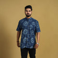Buy Blue Half Sleeve Tie & Dye Cotton Men Shibori Shirt