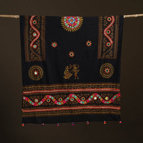 Kutch Hand Embroidered Mirror Work Printed Cotton Dupatta 04