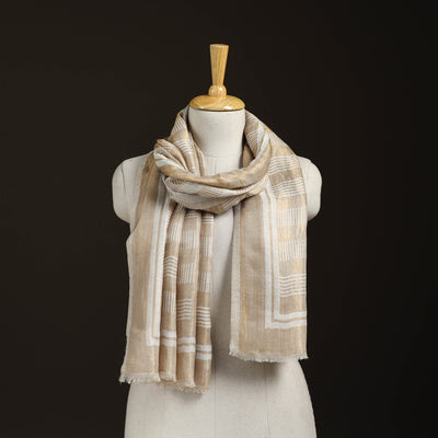 Plain Zari Weave Fine Wool Stole for Women 49