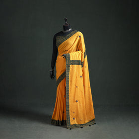 Tagai & Mirror Embroidered Ajrakh Patchwork Pure Mul Cotton Saree with Blouse Piece 09