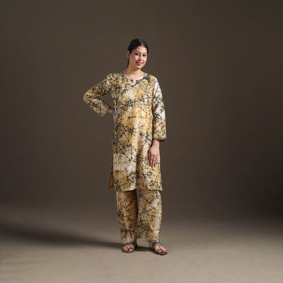 Hand Batik Print Cotton Straight Kurta with Palazzo Set for women 09