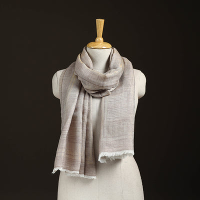 Plain Zari Weave Fine Wool Stole for Women 50