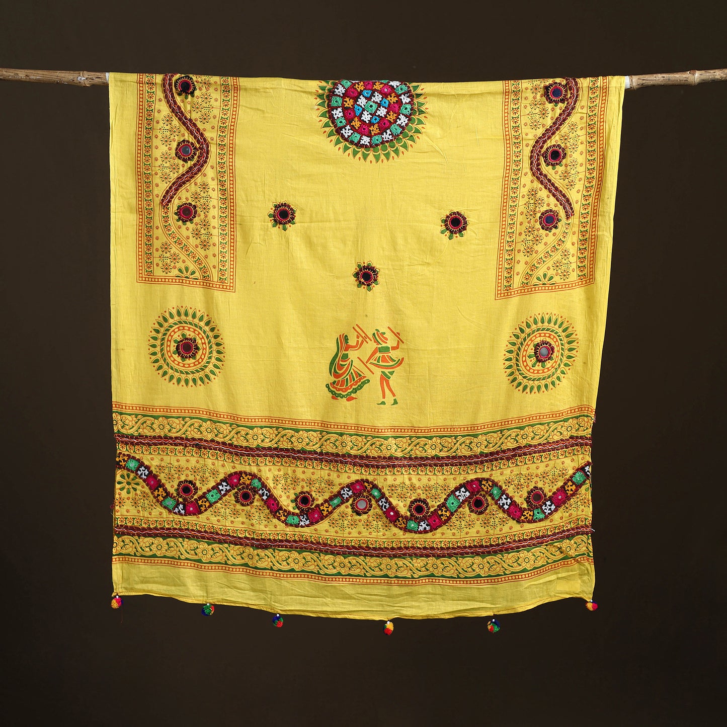 Kutch Hand Embroidered Mirror Work Printed Cotton Dupatta 11