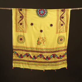Kutch Hand Embroidered Mirror Work Printed Cotton Dupatta 11