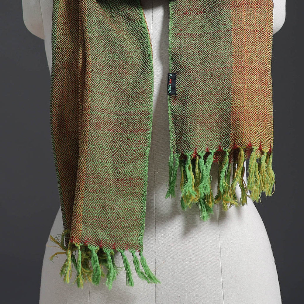 Green - Kumaun Handwoven Pure Merino Wool Stole 144