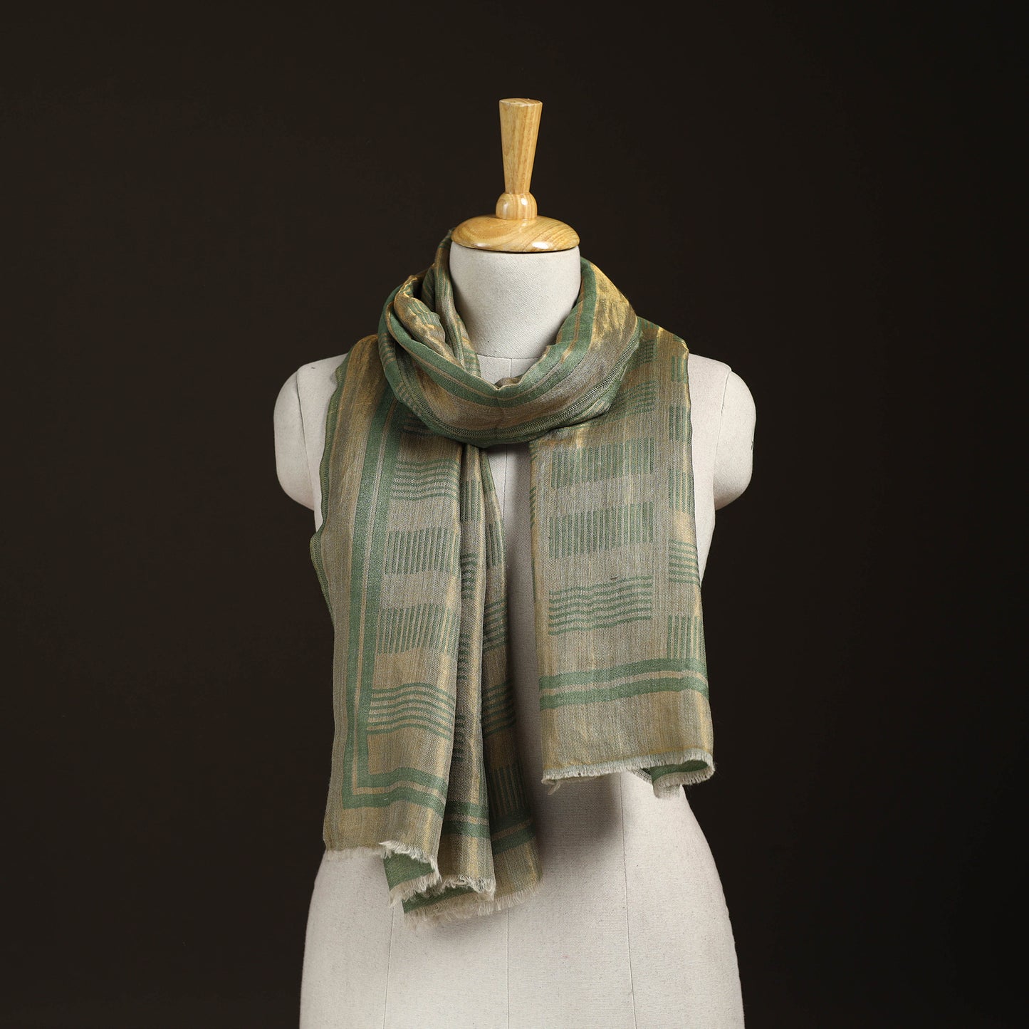 Plain Zari Weave Fine Wool Stole for Women 51