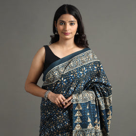  Pipad Hand Block Printed Cotton Natural Dyed Saree 