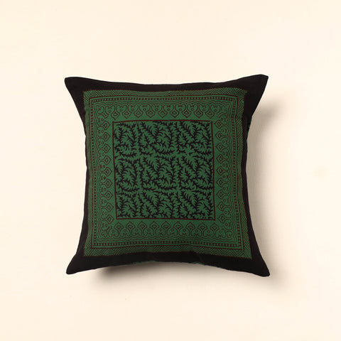 Green - Bagh Block Printed Cotton Cushion Cover (16 x 16 in) 11
