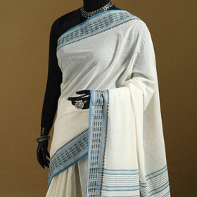 White - Bengal Handwoven Cotton Begumpuri Saree 08