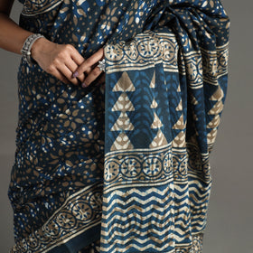  Pipad Hand Block Printed Cotton Natural Dyed Saree 
