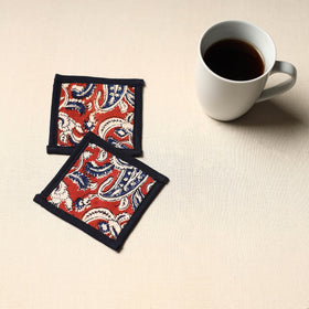Red Handmade Cotton Coasters (Set of 2)