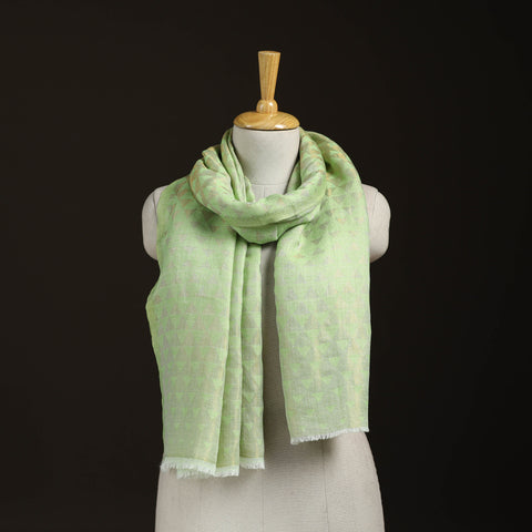 Green - Pyramid Zari Weave Fine Wool Stole for Women 53