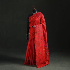 Red - Hand Embroidered Silk Saree 50
