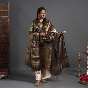 Buy Traditional Maheshwari Tissue Zari Work Cotton Handloom Kurta with Dupatta Set Online at iTokri.com