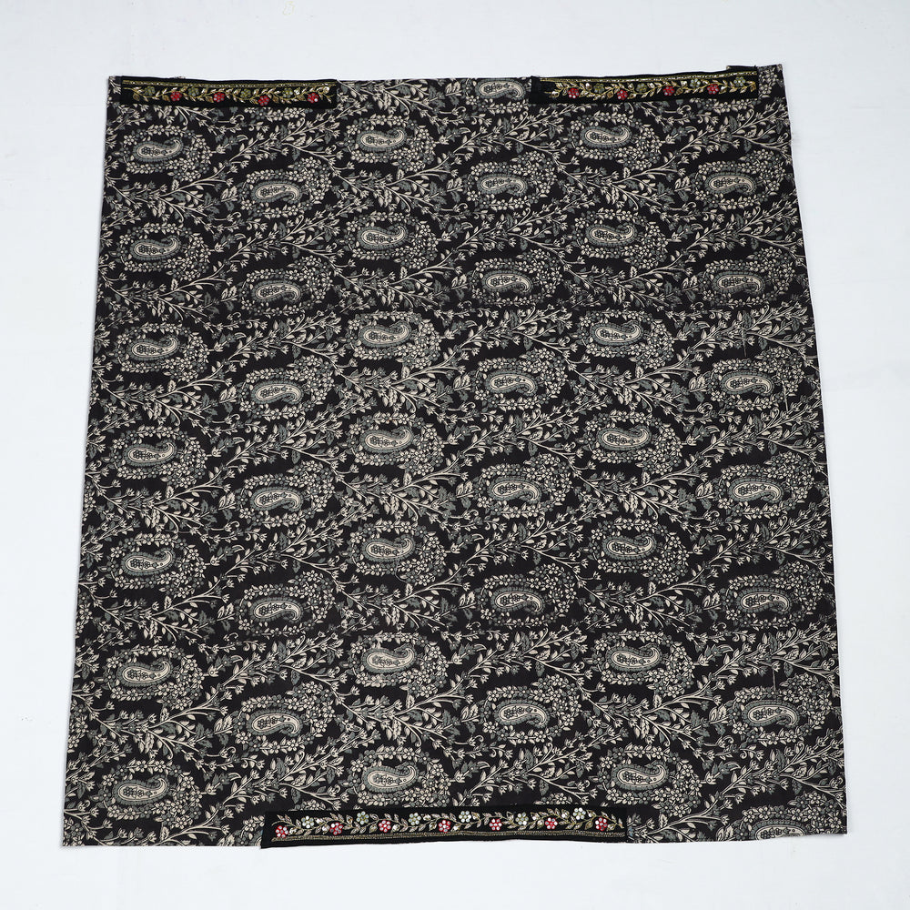 Black - Zardozi Hand Embroidered Kalamkari Cotton Blouse Piece 16