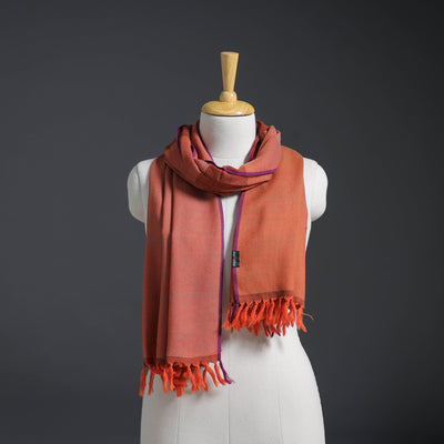 Orange - Kumaun Handwoven Pure Merino Wool Stole 147