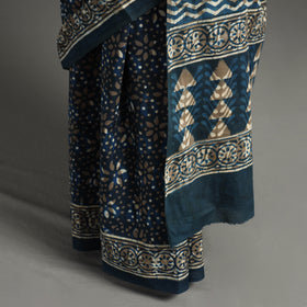  Pipad Hand Block Printed Cotton Natural Dyed Saree 