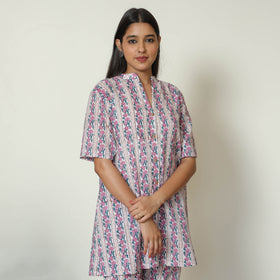 Multicolor - Sanganeri Block Printed Cotton Night Suit Set 10