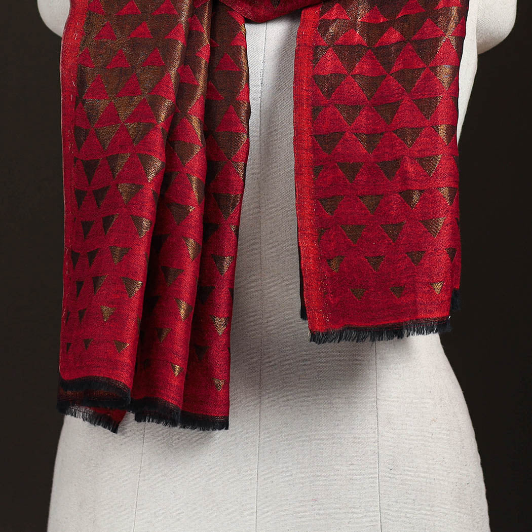 Pyramid Zari Weave Fine Wool Stole for Women 54