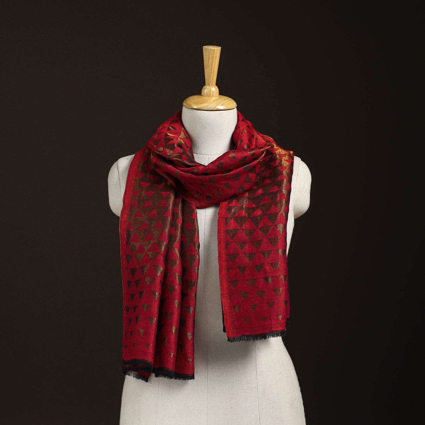 Pyramid Zari Weave Fine Wool Stole for Women 54