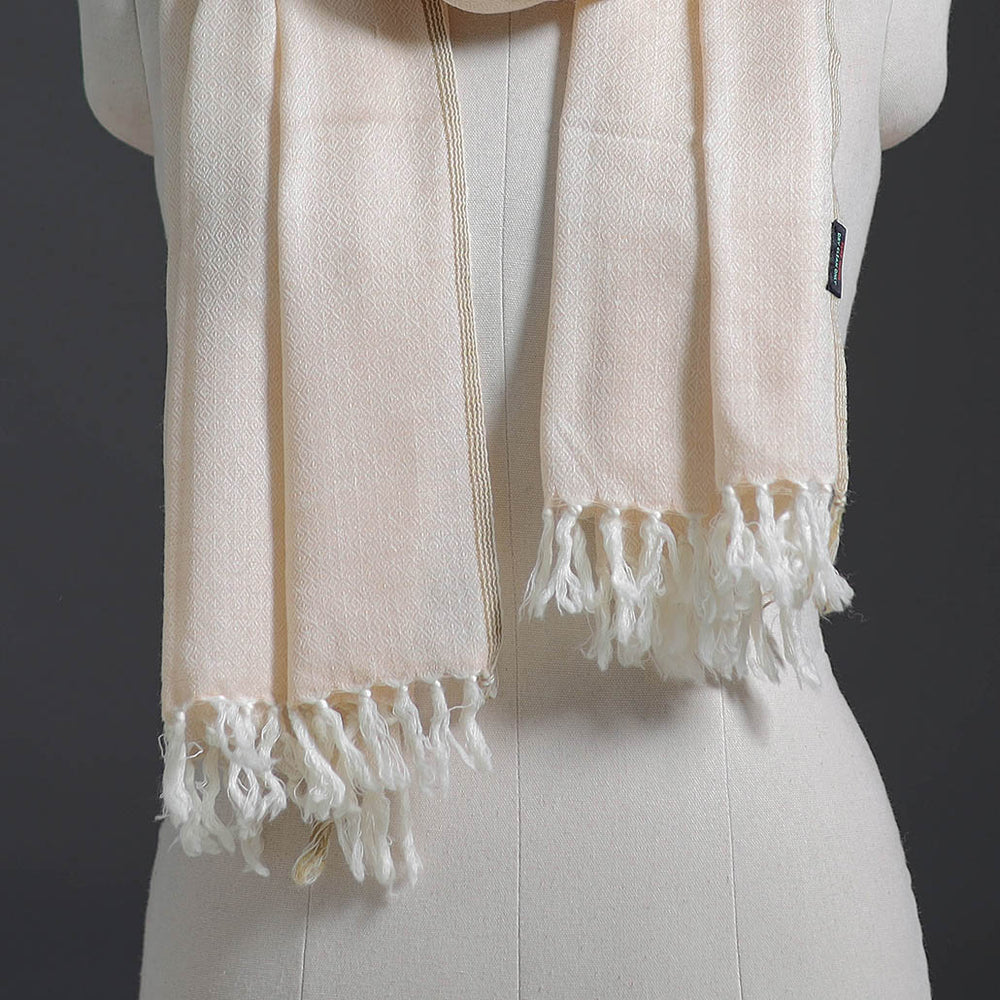 White - Kumaun Handwoven Pure Merino Wool Stole 149