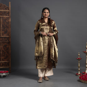 Buy Traditional Maheshwari Tissue Zari Work Cotton Handloom Kurta with Dupatta Set Online at iTokri.com