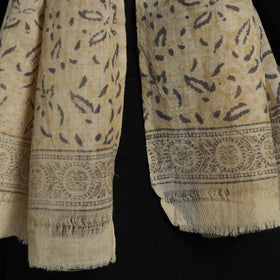 Beige - pedana kalamkari wool stole 32 - handcrafted