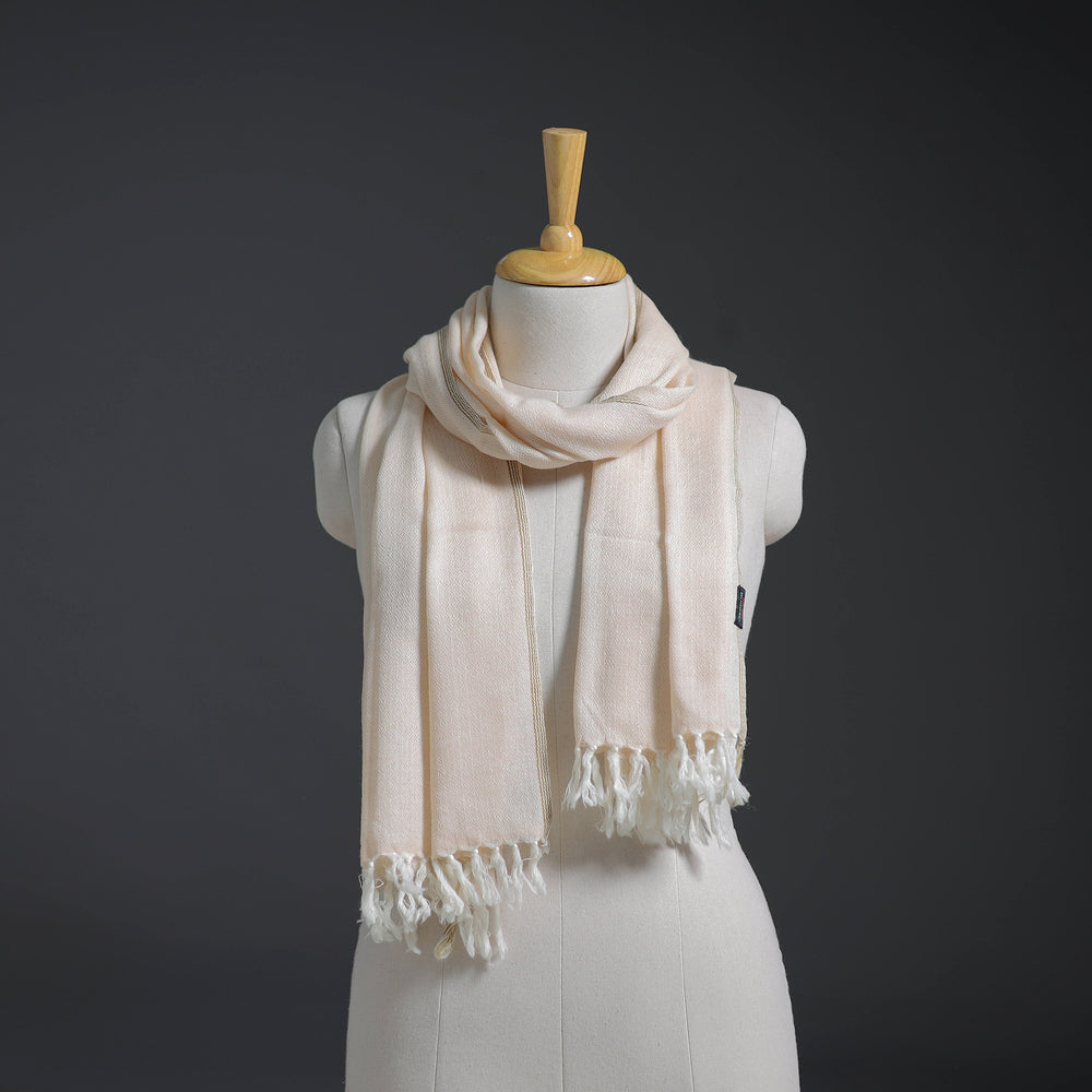 White - Kumaun Handwoven Pure Merino Wool Stole 149