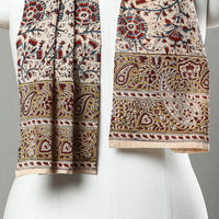 Beige - Pedana Block Print Natural Dyed Cotton Kalamkari Stole 39