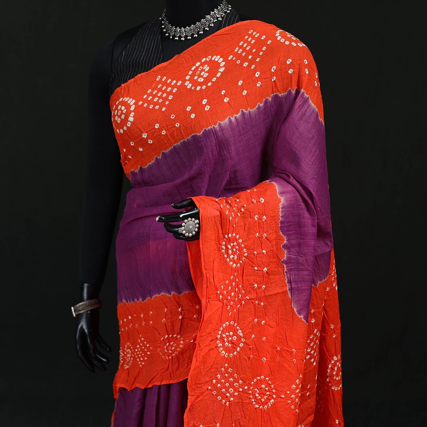 Kutch Bandhani Tie-Dye Cotton Saree 05