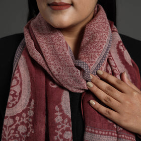 Maroon Bagh Hand Block Printed Merino Woollen Stole