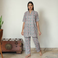 Multicolor - Sanganeri Block Printed Cotton Night Suit Set 05