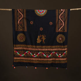 Kutch Hand Embroidered Mirror Work Printed Cotton Dupatta 13