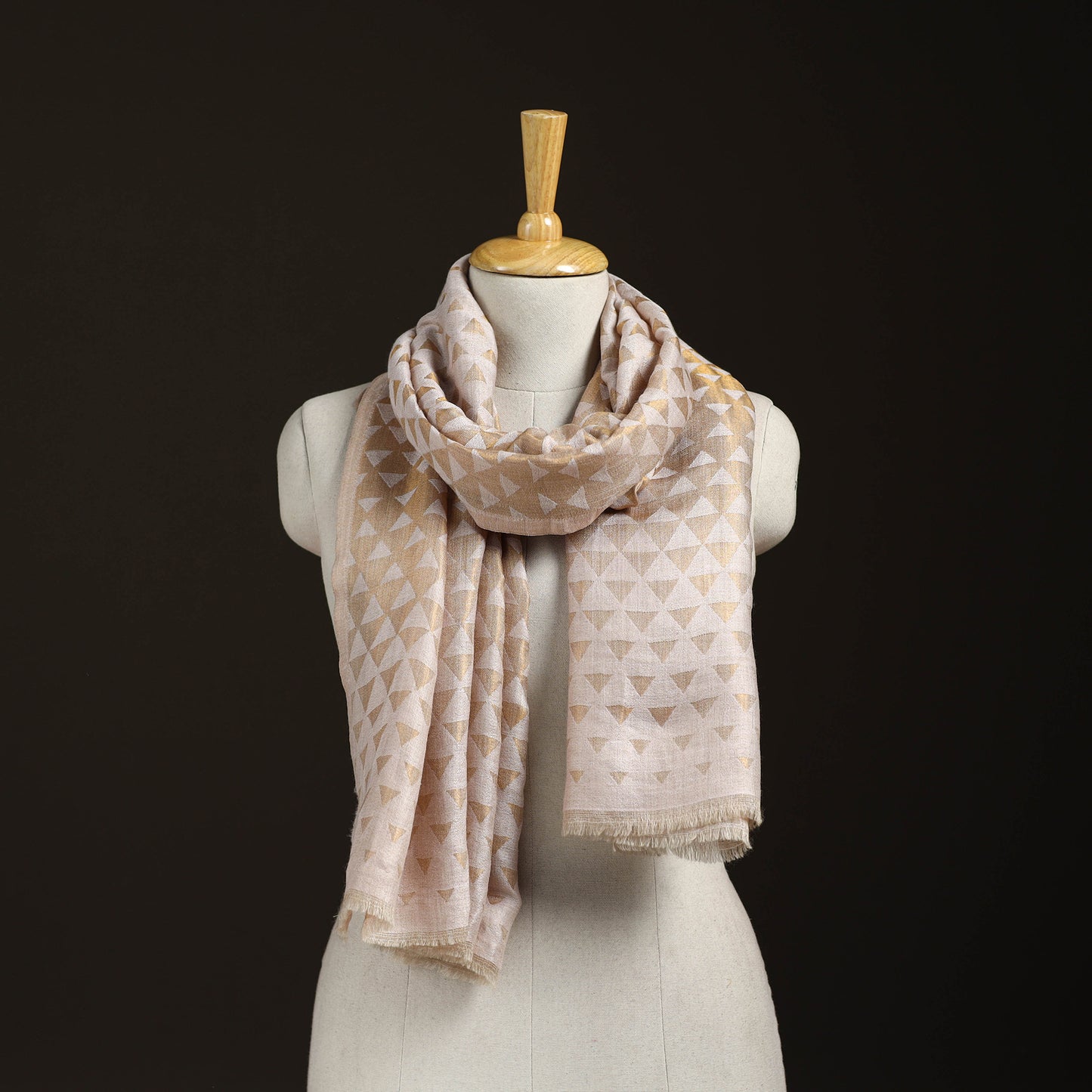 Pyramid Zari Weave Fine Wool Stole for Women 56