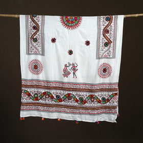 Kutch Hand Embroidered Mirror Work Printed Cotton Dupatta 03