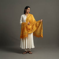 Orange - Block Printed Chanderi Silk Bagru Dupatta 03