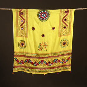Kutch Hand Embroidered Mirror Work Printed Cotton Dupatta 02