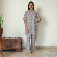 Multicolor - Sanganeri Block Printed Cotton Night Suit Set 05