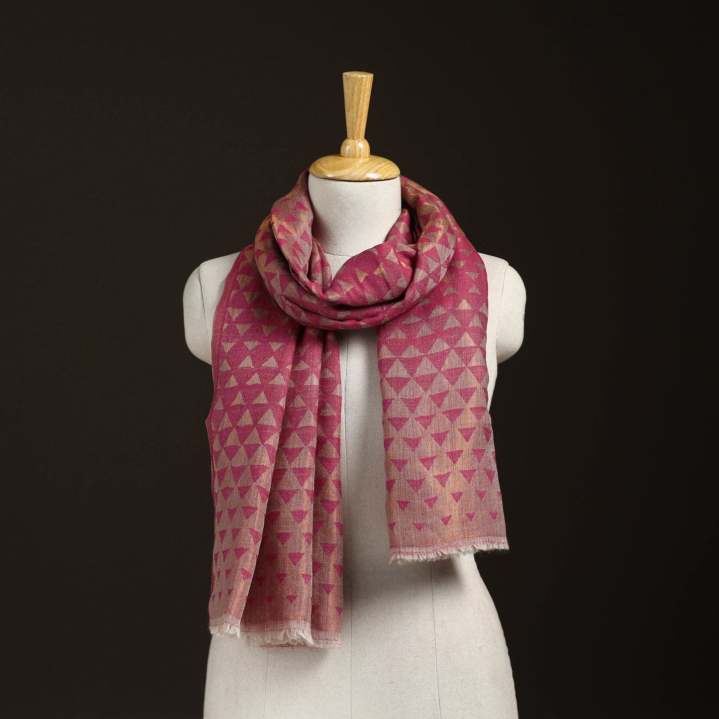 Pyramid Zari Weave Fine Wool Stole for Women 57