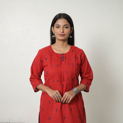 Pure Cotton Pintuck Straight Jacquard Kurta 10