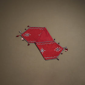 Red - Tribal Hand Embroidered Table Runner by Kamli 17