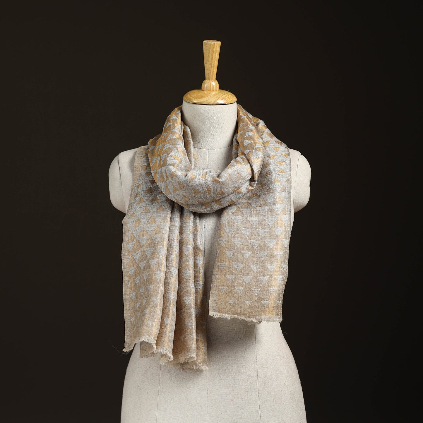 Pyramid Zari Weave Fine Wool Stole for Women 58