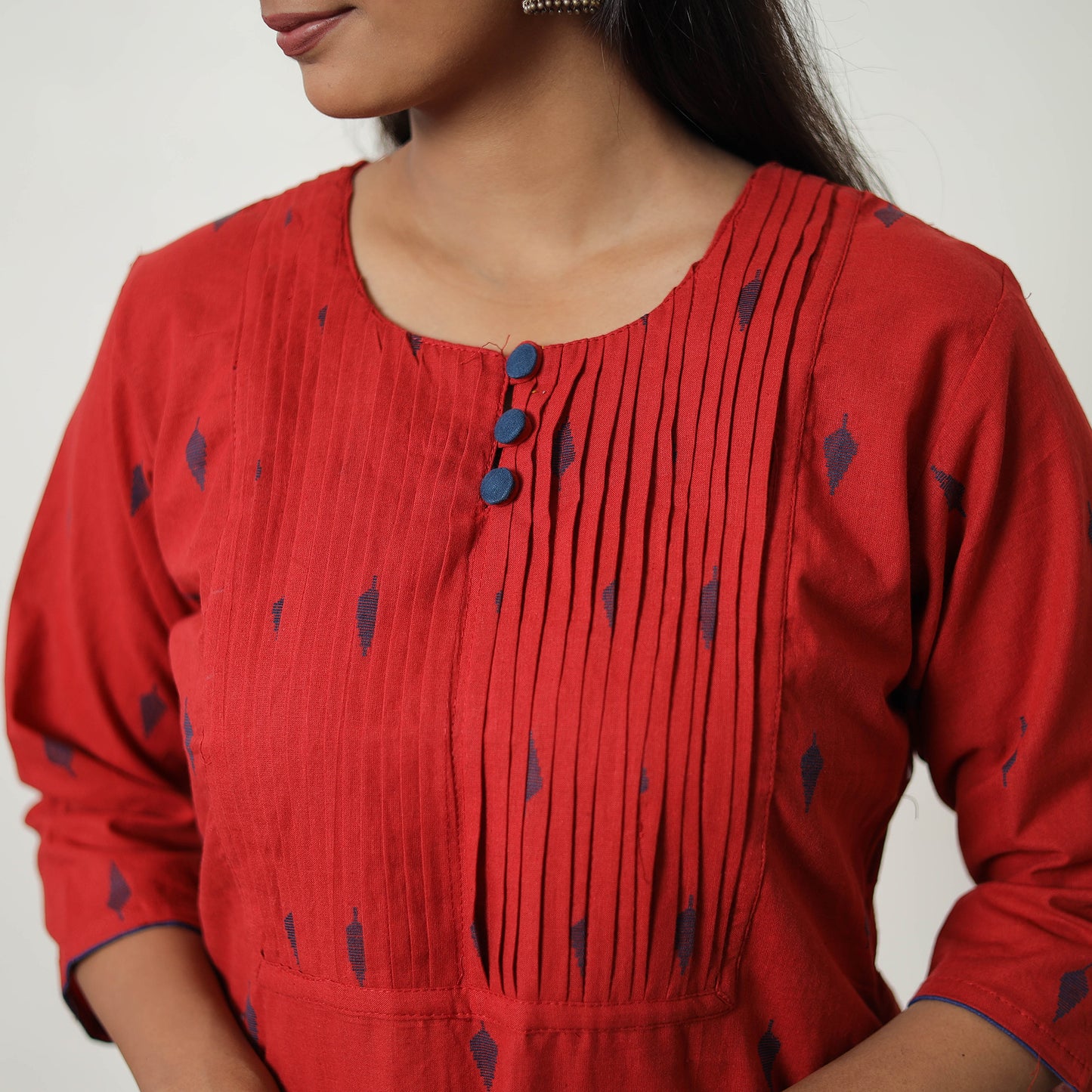 Pure Cotton Pintuck Straight Jacquard Kurta 10