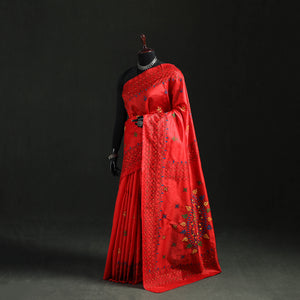 Red - Hand Embroidered Silk Saree 52