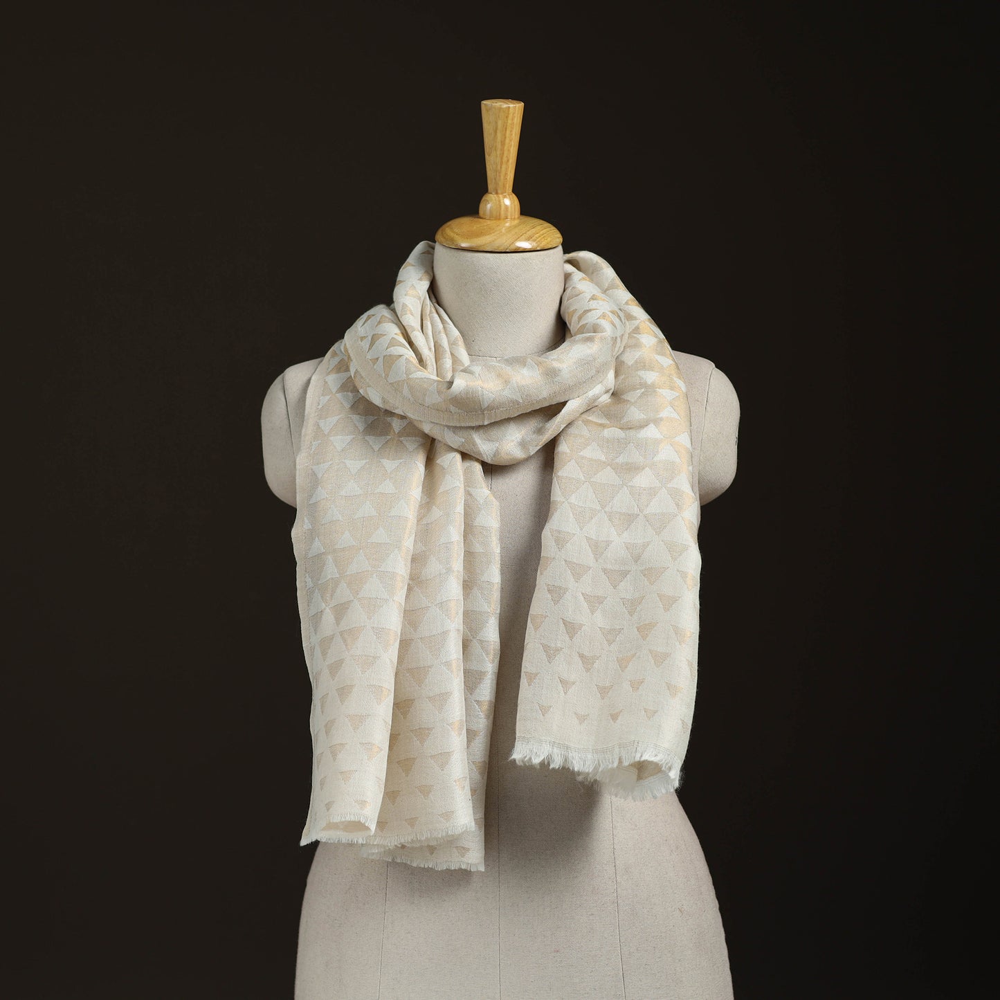 Pyramid Zari Weave Fine Wool Stole for Women 59