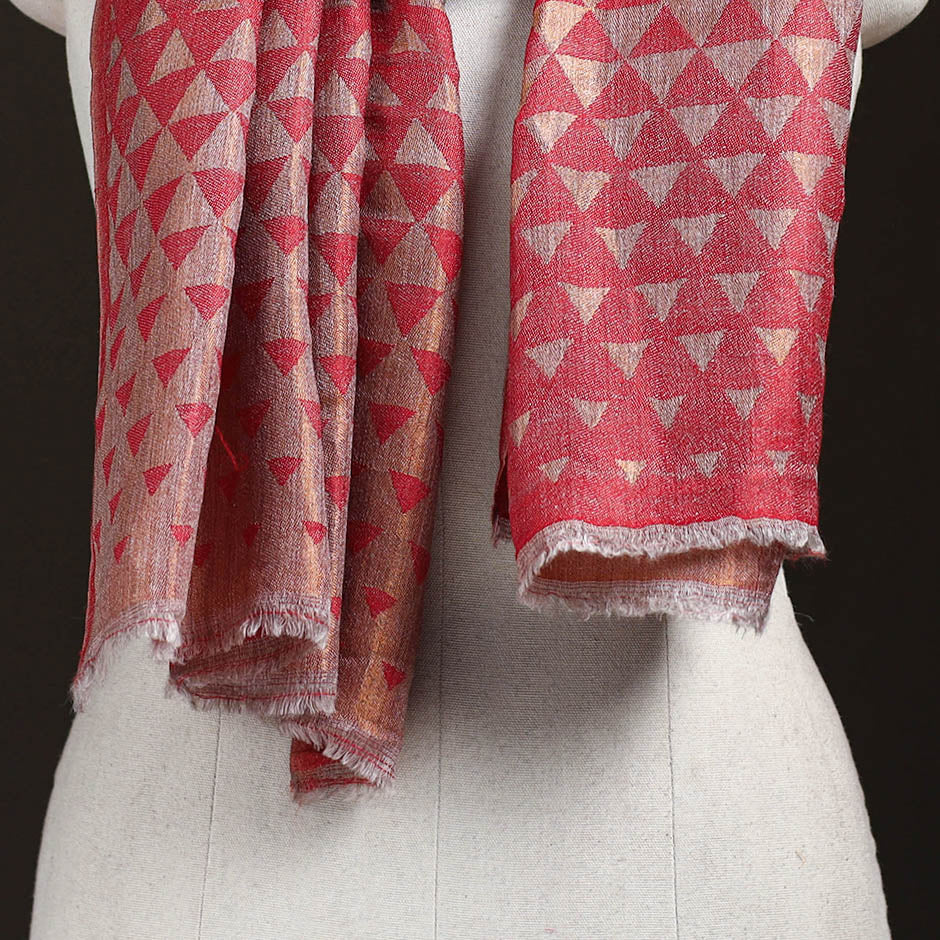 Pyramid Zari Weave Fine Wool Stole for Women 60