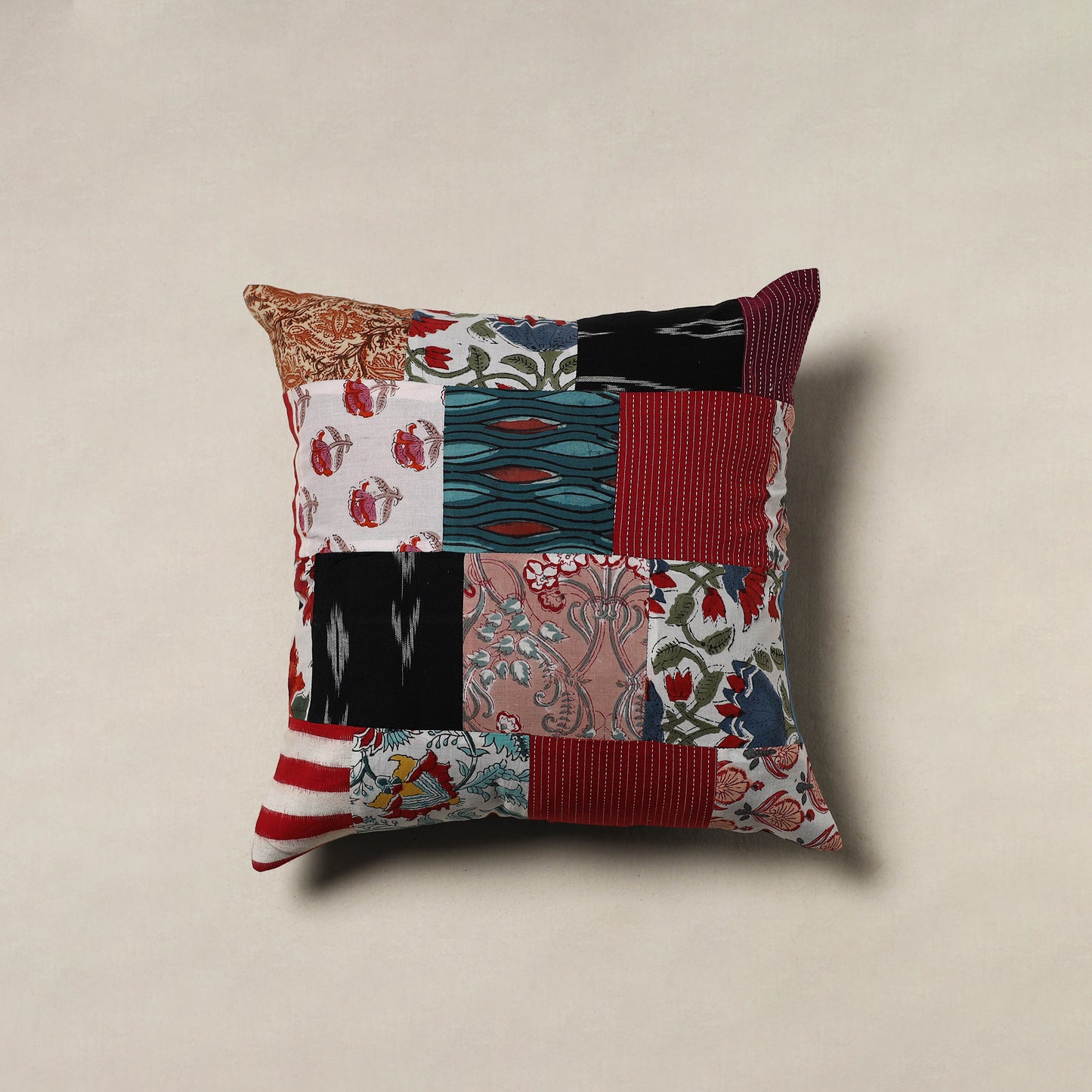 Handcrafted Patchwork Cushion Cover (16 x 16 in) 24